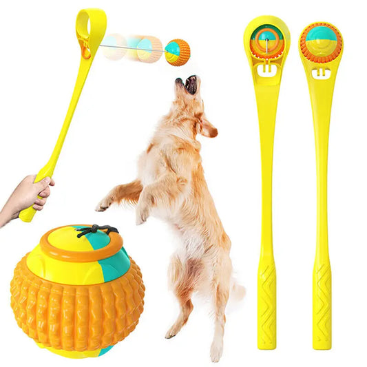Pet Throwing Ball Funny Dog Training Interactive Chew Toys Pets Tossing Chew-Fetch Ball Launcher Dogs Playing Interactive Toy
